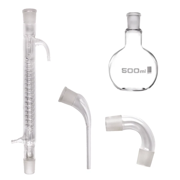 کندانسور آزمایشگاه مدل M05 سایز 45 سانتی متر به همراه تقطیر رابط، قطره گیر و بالن