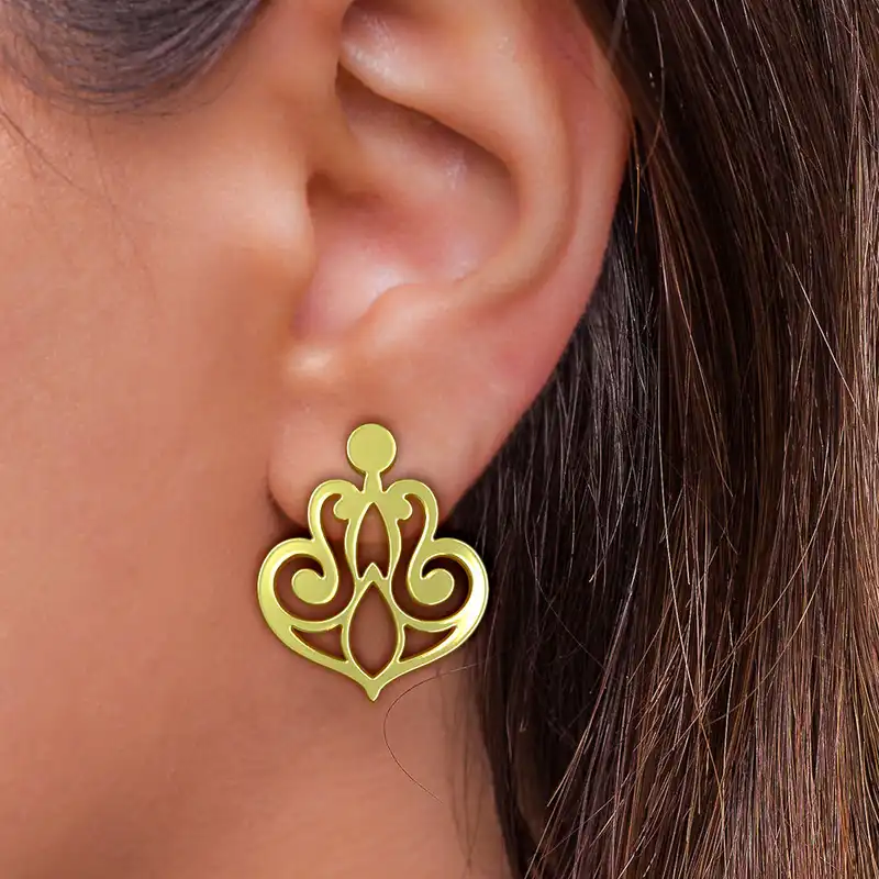 گوشواره طلا 18 عیار زنانه مدوپد مدل هندسی کد GA1-15160