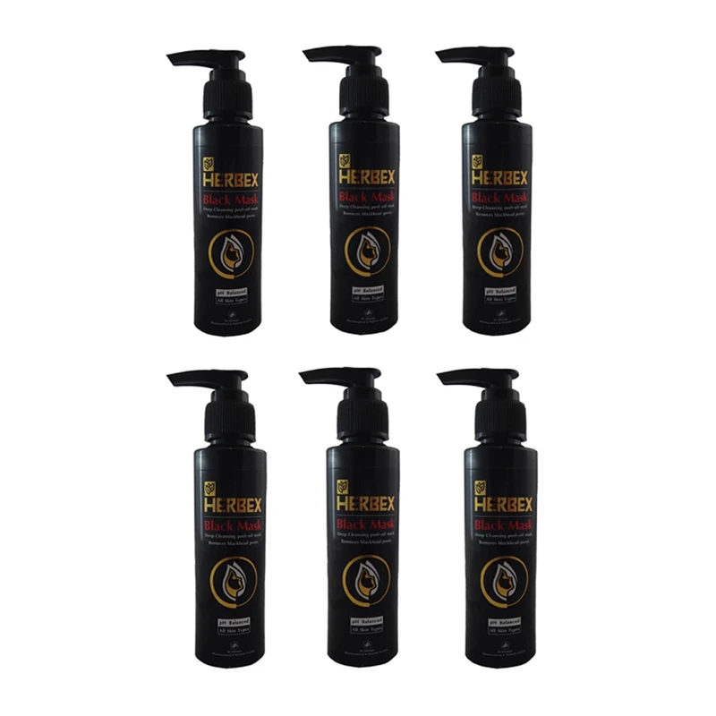 ماسک صورت هربکس مدل Black حجم 120 میلی لیتر بسته 6 عددی