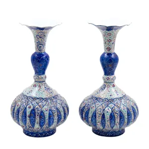 گلدان میناکاری مسی رستا طرح گیلاسی 6-13-102  ارتفاع 23  سانتی متر