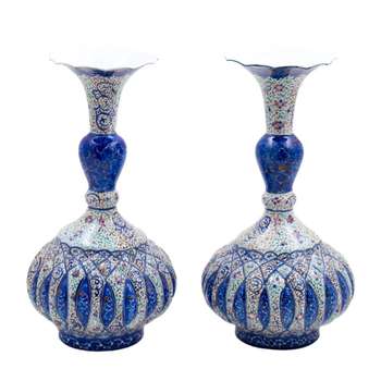 گلدان میناکاری مسی رستا طرح گیلاسی 6-13-102 ارتفاع 23 سانتی متر