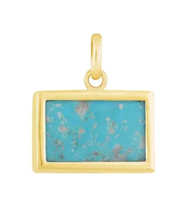 آویز گردنبند طلا 18 عیار زنانه طلا و جواهر درریس مدل فیروزه مستطیل افقی