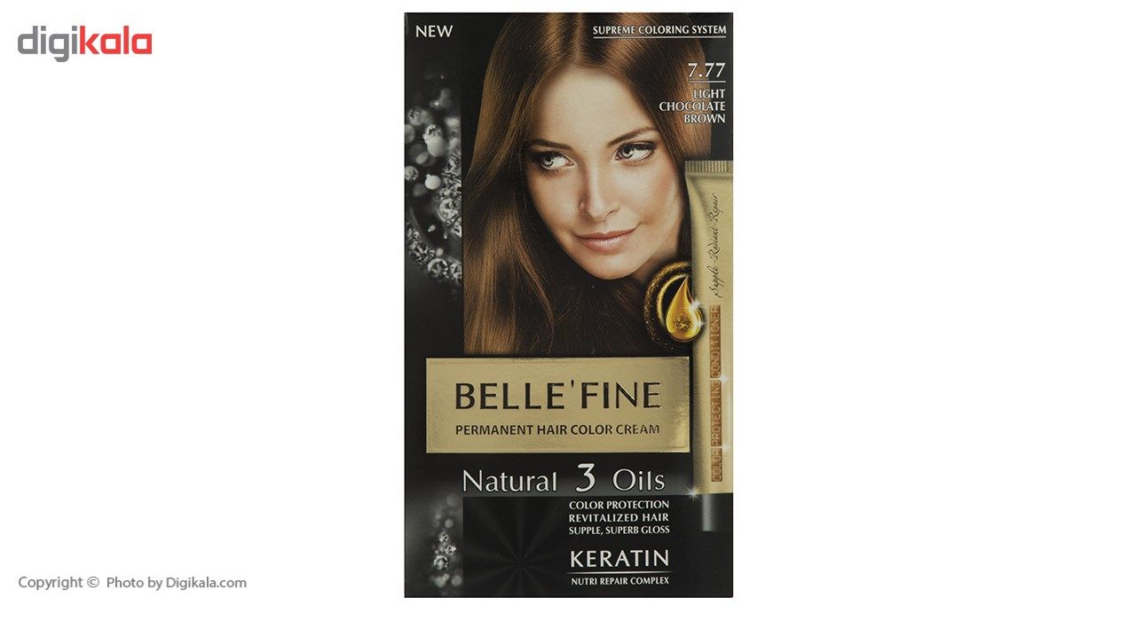 کیت رنگ مو بله فاین سری Natural 3 Oils شماره 7.77 main 1 1