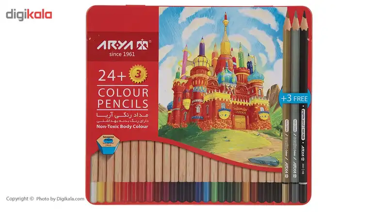 مداد رنگی 24+3 رنگ آریا مدل 3022