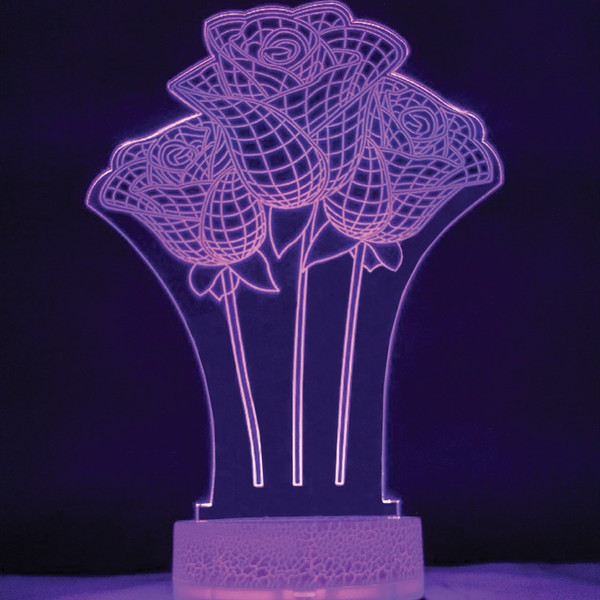 چراغ خواب سه بعدی زیما مدل گل رز
