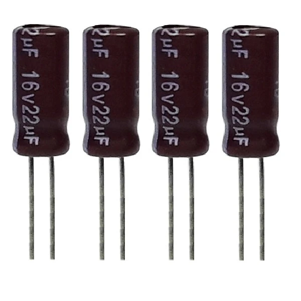 خازن الکترولیت 22 میکروفاراد 16ولت آکسبوم مدل TEC-2216 بسته 4 عددی 