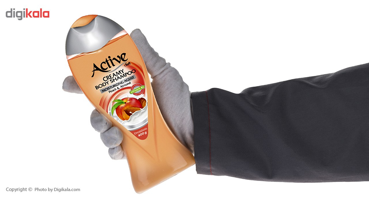 شامپو بدن کرمی اکتیو مدل Peach And Almond مقدار 400 گرم