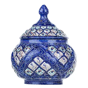 قندان مسی میناکاری شده اثر سلطانی طرح 2