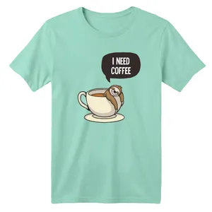 تی شرت آستین کوتاه بچگانه مدل تنبل و فنجون رنگ سبز روشن