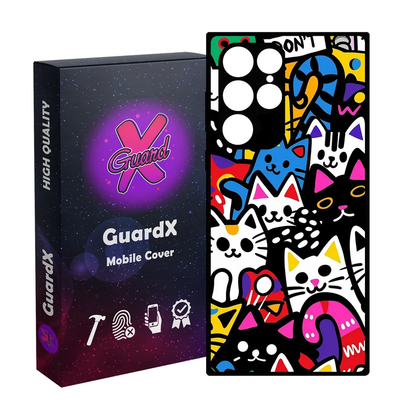 کاور گارد ایکس طرح گربه رنگی مدل Glass10766 مناسب برای گوشی موبایل سامسونگ Galaxy S22 Ultra