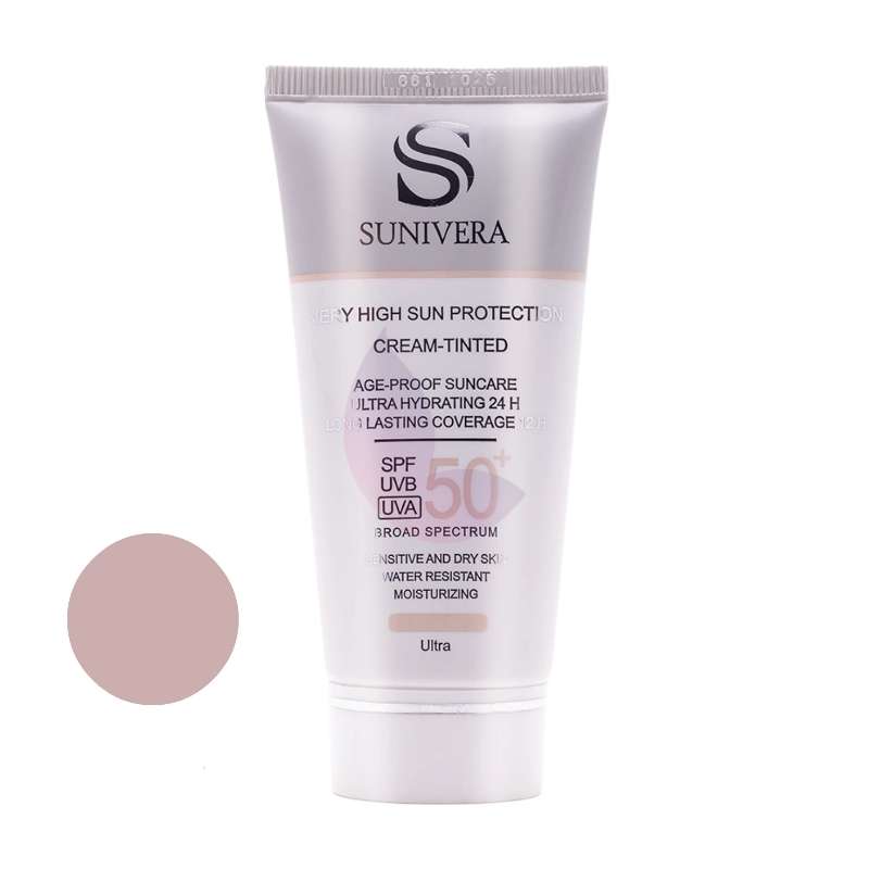 کرم ضد آفتاب رنگی سانیورا SPF 50 مدل 1.5 اولترا مناسب پوست‌های خشک حجم 50 میلی‌لیتر