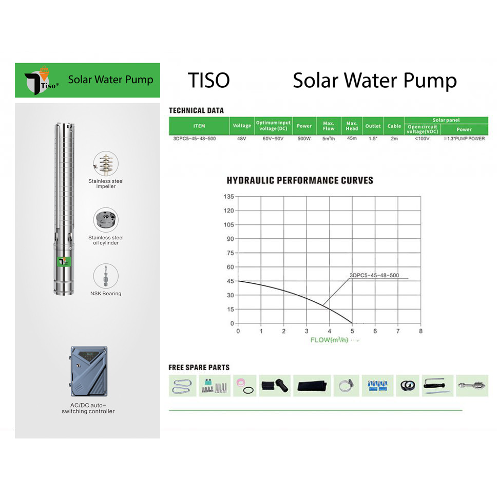 پمپ آب تیسو مدل خورشیدی شناور کد 500w بهمراه اینورتر پمپ آب