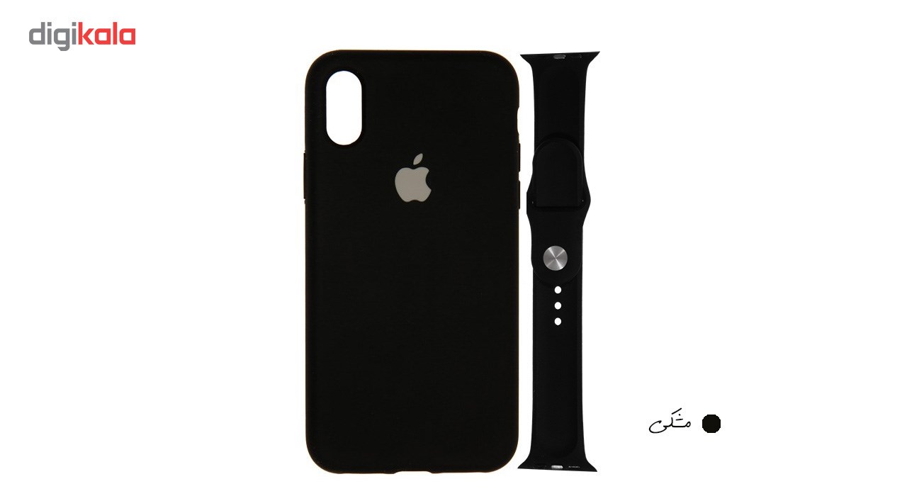 کاور گوشی سومگ مدل Silicone مناسب برای آیفون 10/X به همراه بند سیلیکونی ساعت اپل واچ 42 میلیمتری