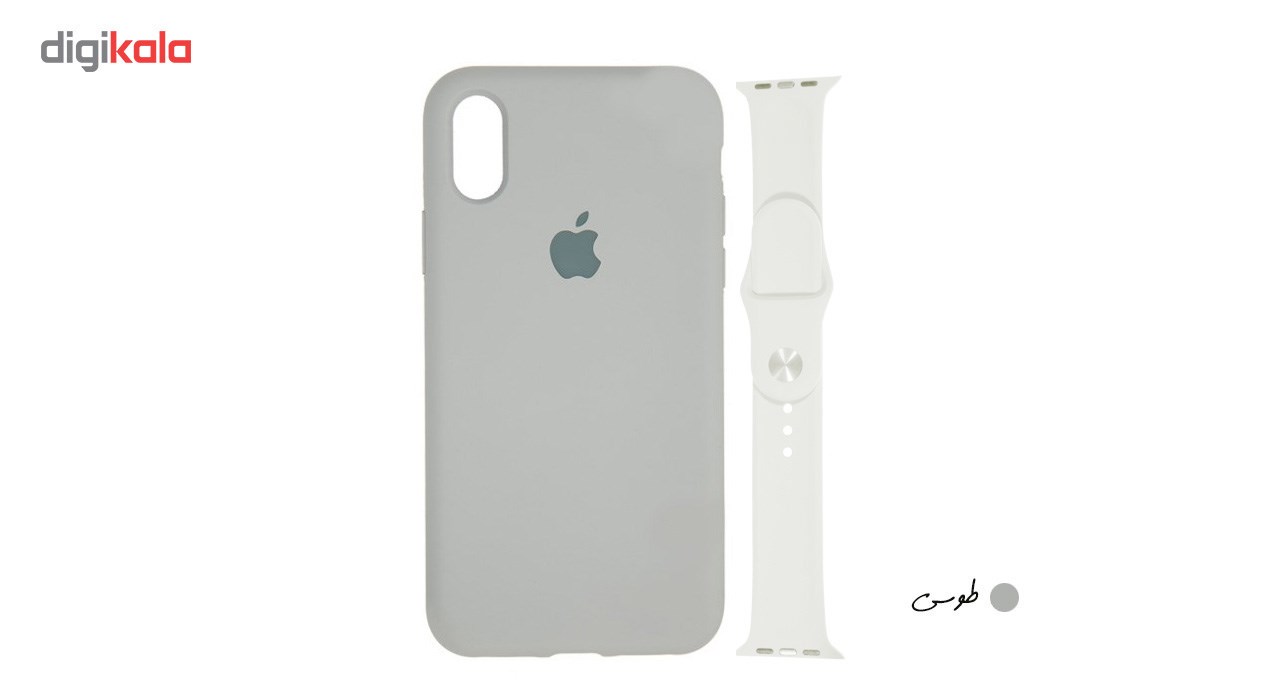 کاور گوشی سومگ مدل Silicone مناسب برای آیفون 10/X به همراه بند سیلیکونی ساعت اپل واچ 42 میلیمتری