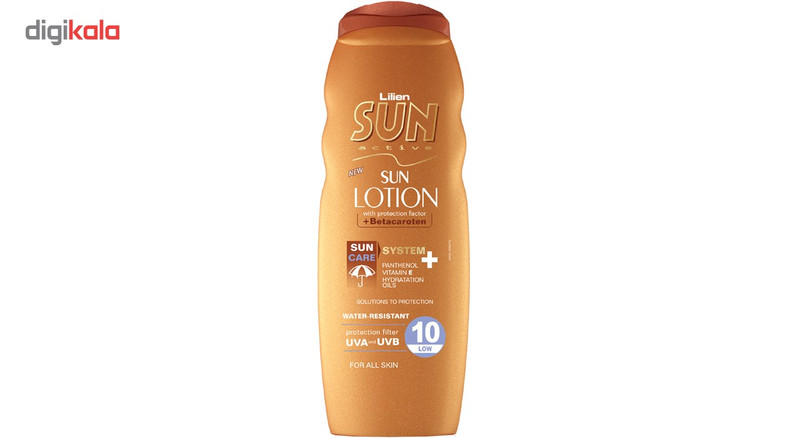 لوسیون آفتاب لیلین سان اکتیو مدل Protection Factor With Betacaroten با SPF10 حجم 200 میلی لیتر