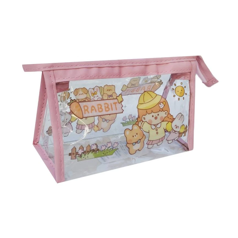 جامدادی مدل شفاف طرح دختر و خرگوش پینکی