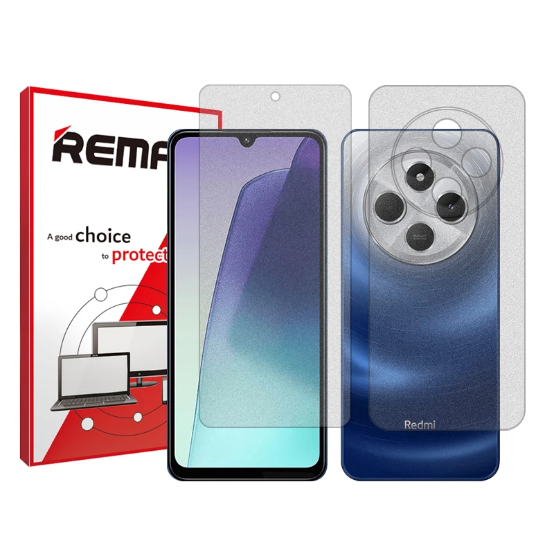 محافظ صفحه نمایش مات ریمکس مدل Resistant مناسب برای گوشی موبایل شیائومی Redmi 14C به همراه محافظ پشت گوشی 