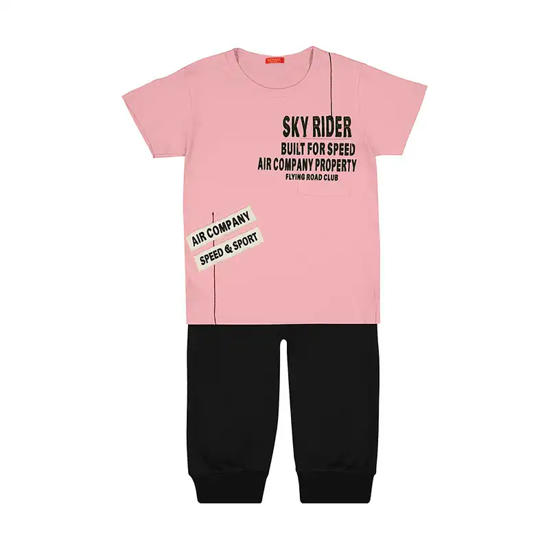 ست تی شرت و شلوار پسرانه رُزمی مدل 2211256