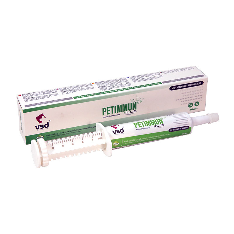 مکمل سگ و گربه وی اس دی مدل کنترل کننده قند خون و تقویت سیستم ایمنی petimmun حجم 30 میلی لیتر