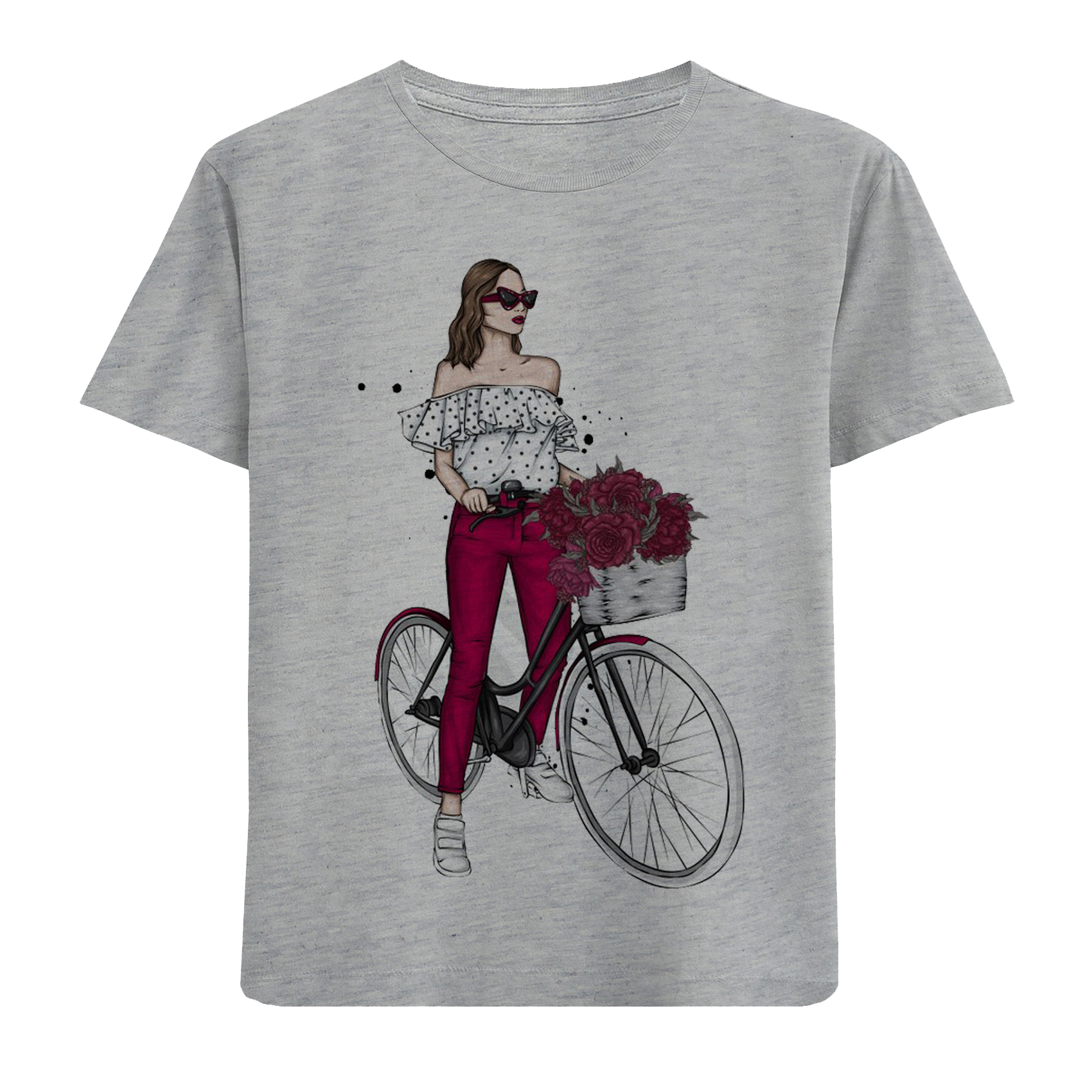 تی شرت دخترانه مدل دختر و دوچرخه M80