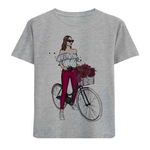 تی شرت دخترانه مدل دختر و دوچرخه M80