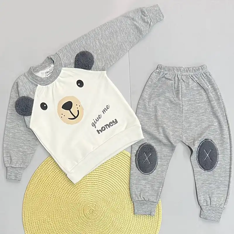 ست سویشرت و شلوار نوزادی مدل Honeybear کد Tu2