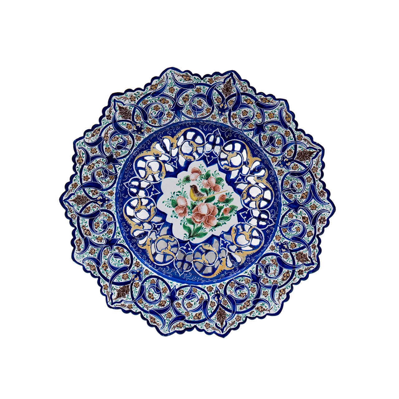 بشقاب میناکاری رستا شبکه بری شده طرح  31-15-102 قطر 30 سانتی متر