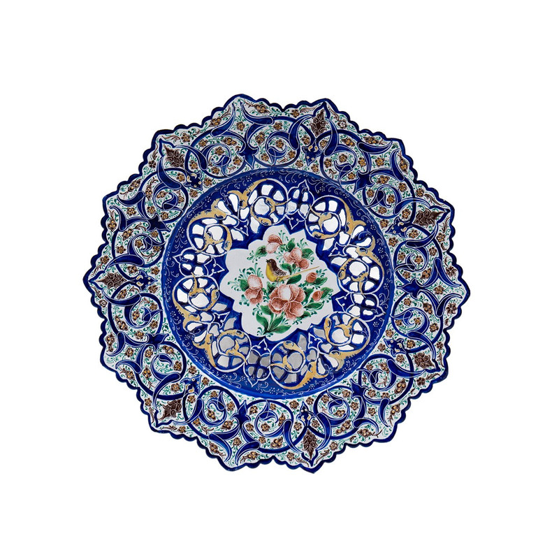 بشقاب میناکاری رستا شبکه بری شده طرح  31-15-102 قطر 30 سانتی متر