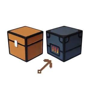 دکوری مدل ماینکرافت طرح صندوق و اجاق به همراه کلنگ مجموعه ۳ عددی