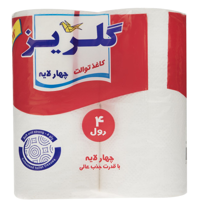 دستمال توالت گلریز مدل سفید بسته 4 عددی 