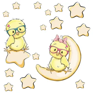 استیکر دیواری کودک تُکتم طرح ماه و ستاره کد 10