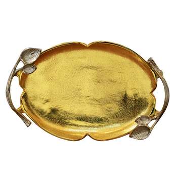 سینی انتیک گلبرگ طلایی هوم سنتر کد 13-602