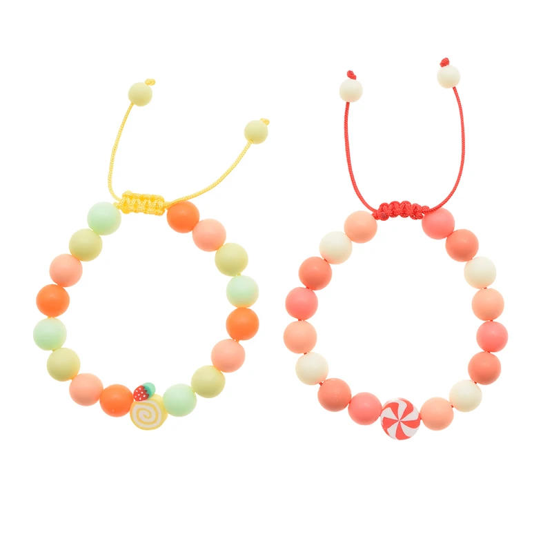 دستبند دخترانه دلنار گالری مدل آبنبات و توت فرنگی بسته 2 عددی