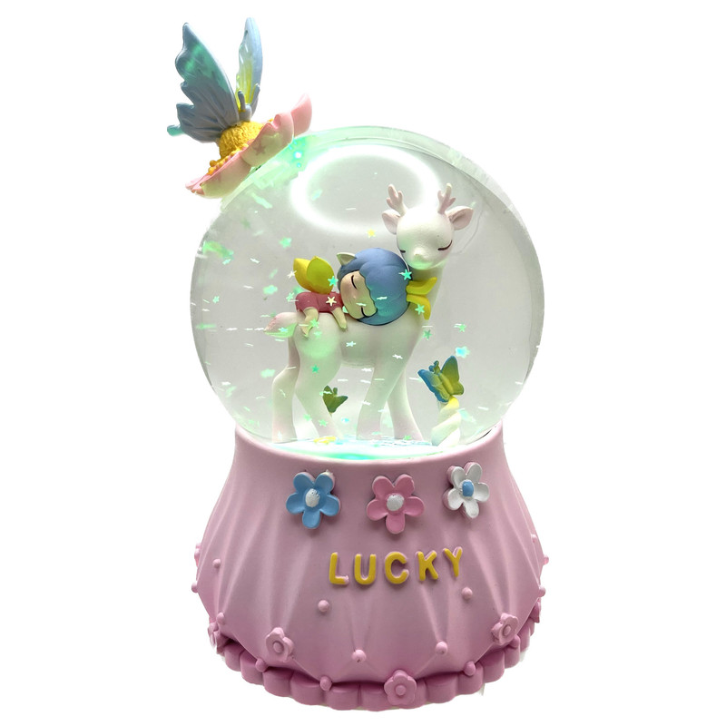 گوی موزیکال مدل پمپی LUCKY طرح دختر بازیگوش و پروانه کد PA9077