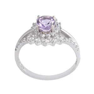 انگشتر نقره زنانه بازرگانی میلادی مدل سنگ آمیتیست کد AWR_997