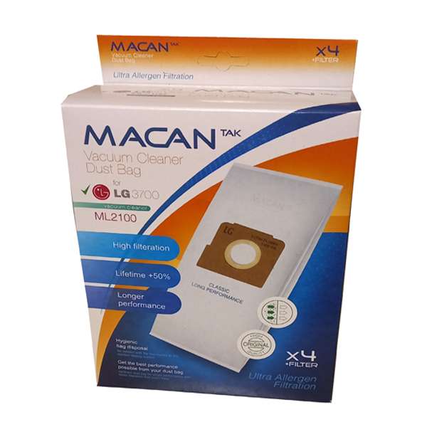 پاکت جاروبرقی مدل ماکان ML2200 مناسب برای جاروبرقی ال جی 6200 بسته 4 عددی