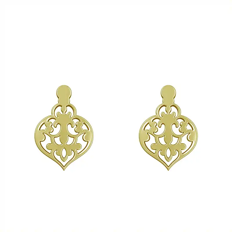 گوشواره طلا 18 عیار زنانه مدوپد مدل اسلیمی کد GA1-15245