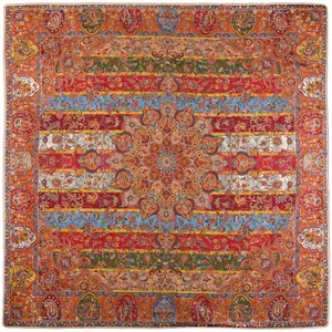 رومیزی ترمه حسینی ابریشمی طرح ستایش 6-00 سایز 100 × 100 سانتی‌متر