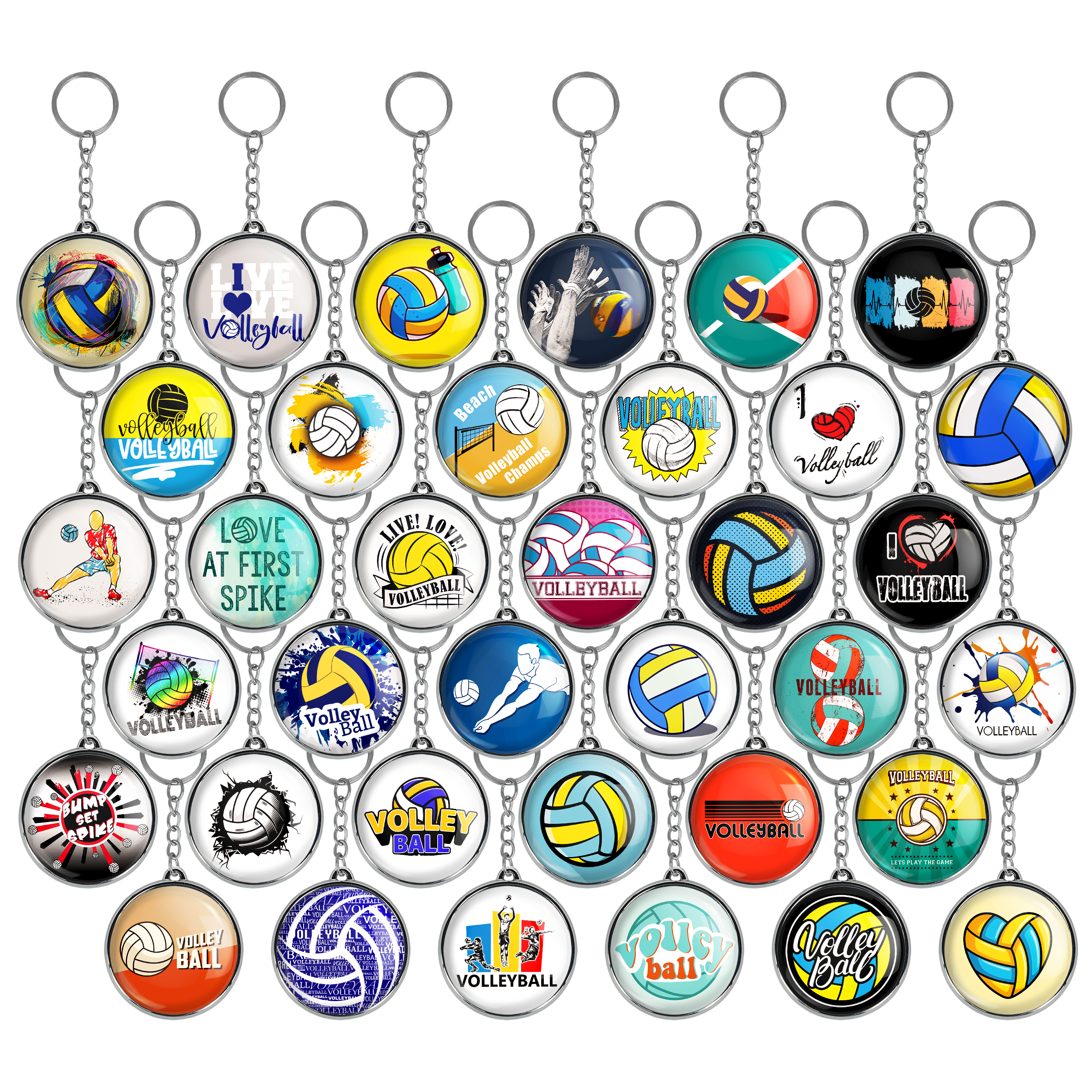جاکلیدی خندالو طرح والیبال Volleyball مدل دوطرفه کد 105 مجموعه 36 عددی