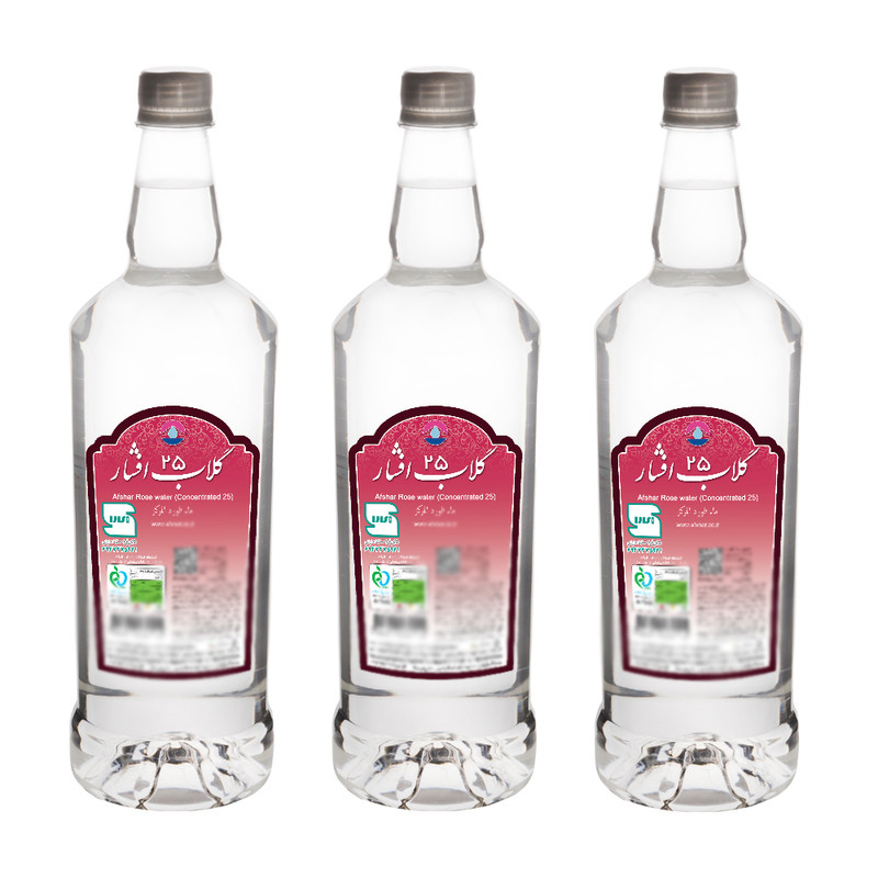 گلاب غلیظ 25 افشار - 1 لیتر بسته 3 عددی