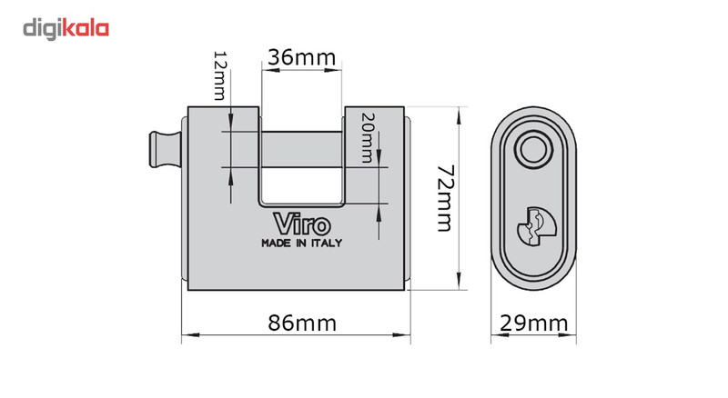 قفل کتابی روکشدار ویرو مدل 86mm