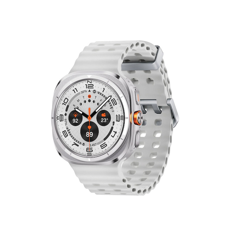 ساعت هوشمند سامسونگ مدل Galaxy Watch Ultra دارای قابلیت های کنترل موسیقی (Music Player)، قابلیت مکالمه از طریق بلوتوث، قابلیت تغییر طرح ساعت یا تم، صفحه همیشه روشن (Always-on Display)، پشتیبانی از دستیار صوتی بند سیلیکون