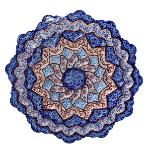 بشقاب مسی میناکاری شده سی دا طرح اسلیمی کد 01054 قطر 20 سانتی متر