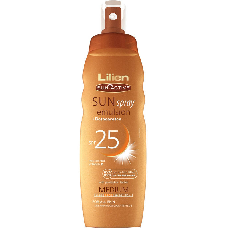 اسپری آفتاب لیلین سان اکتیو مدل Sun Spray With Betacaroten با SPF25 حجم 200 میلی لیتر