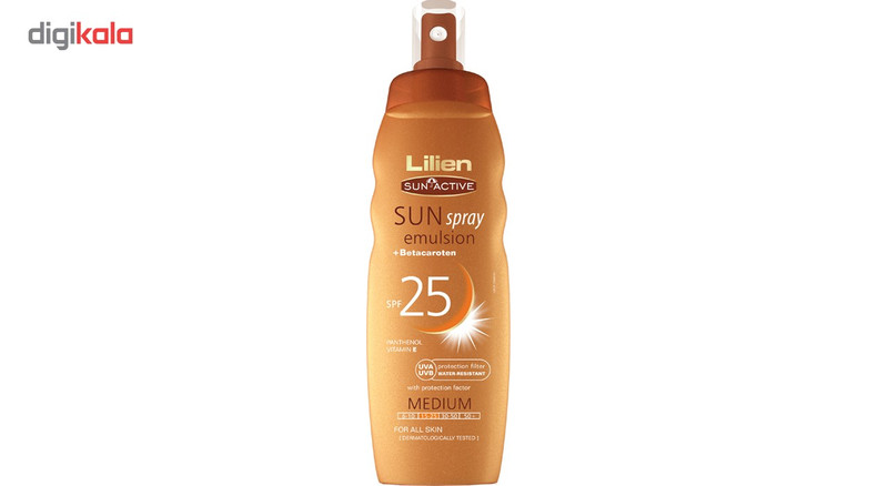 اسپری آفتاب لیلین سان اکتیو مدل Sun Spray With Betacaroten با SPF25 حجم 200 میلی لیتر