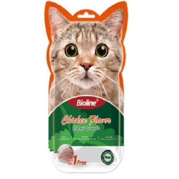 بستنی گربه اسنک کت نیپ دار بایولاین مدل طعم مرغ 15 گرم بسته 5 عددی