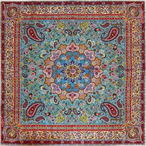 رومیزی ترمه ابریشم رضایی طرح دوازده رنگ کد T80204
