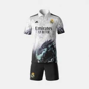 ست پولوشرت و شلوارک ورزشی مردانه مدل رئال مادرید طرح اژدها