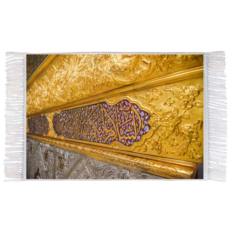 فرش ماشینی دیوارکوب اطلس آبی طرح ضریح حرم امام حسین مدل T2486 