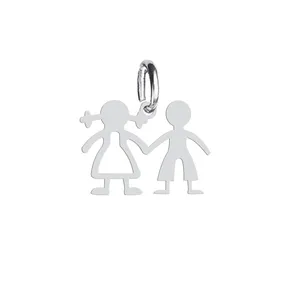 آویز گردنبند نقره هایکا طرح آدمک دختر و پسر مدل n.ha 642